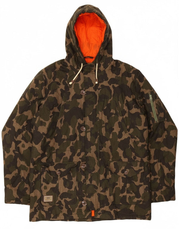 Vans Herre Hooded Windbreaker Jacket UK 52 XL Khaki Camouflage Polyester