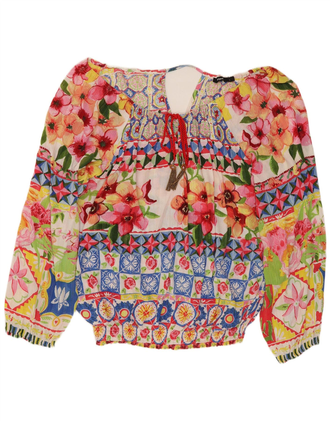 DESIGUAL Dame Oversized bluse Top UK 16 Large Multicolored Floral