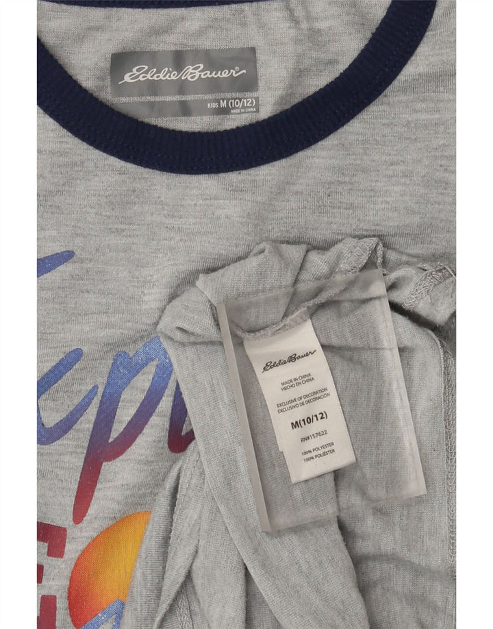 Eddie Bauer Drenge Grafisk Top Langærmet 10-11 år Medium Grå Flecked