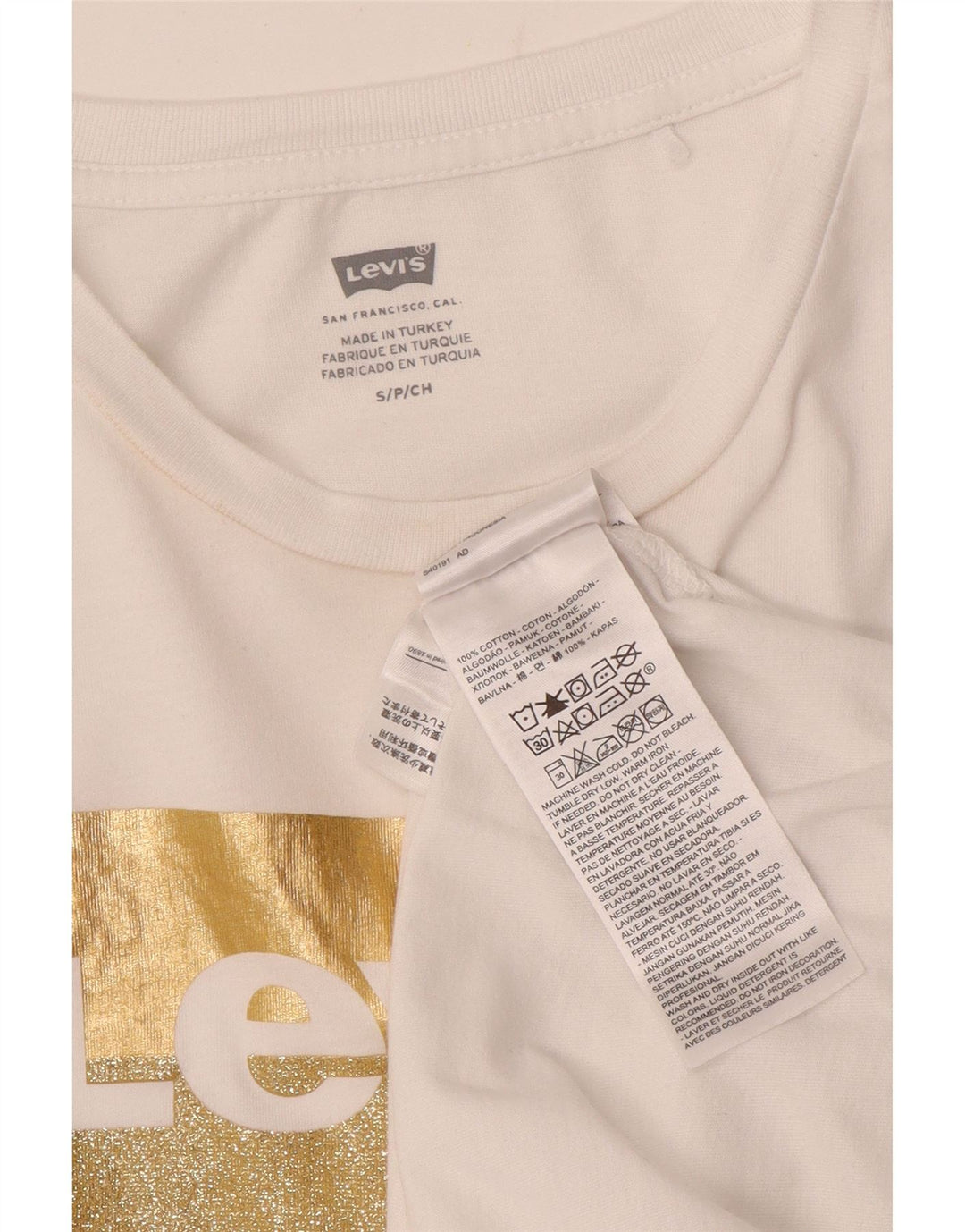 Levi's Grafisk T-shirt top til kvinder DK 10 Lille hvid bomuld