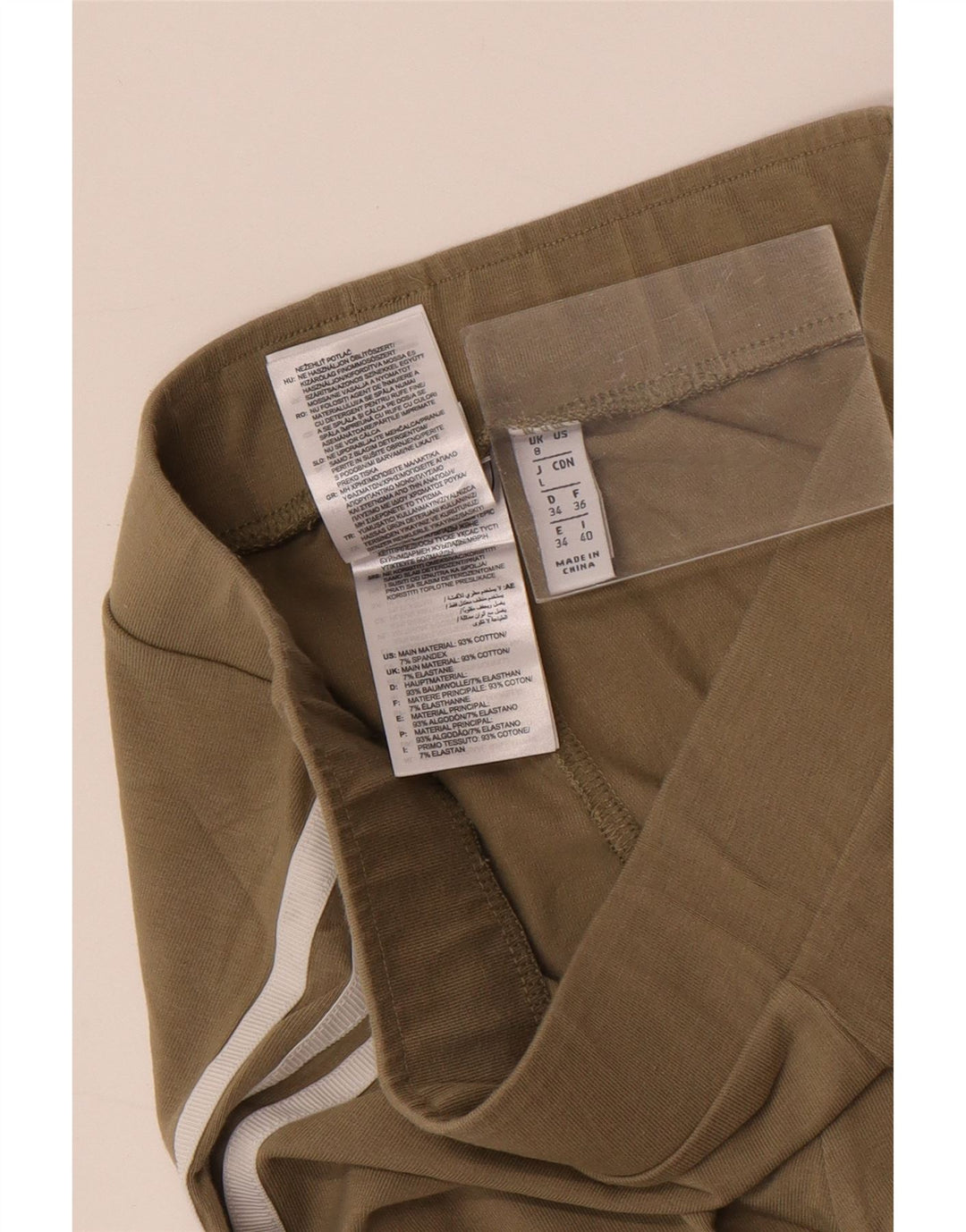 ADIDAS Dame Leggings UK 8 Small Khaki Bomuld