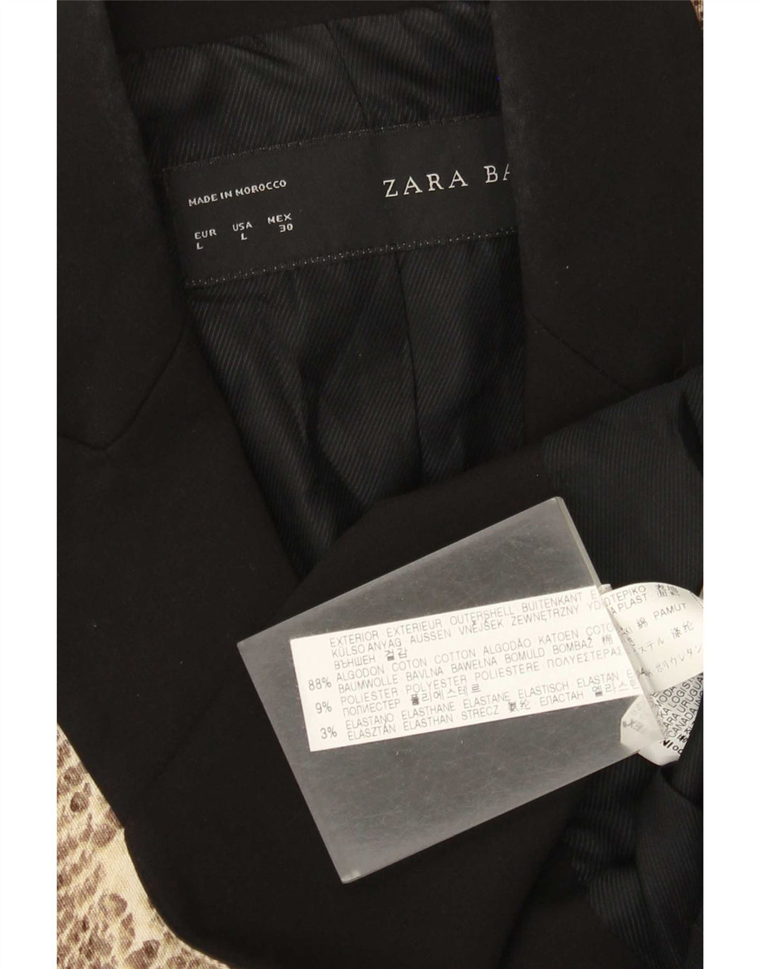 Zara Dame 1 Knap Blazer Jakke UK 14 Stor Beige Dyreprint Bomuld