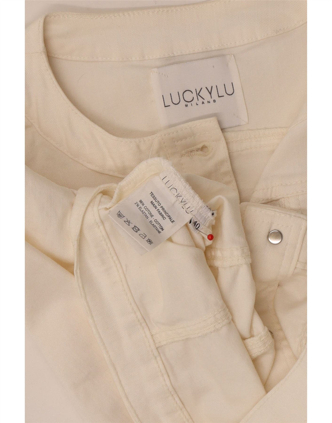 Vintage Dame 3/4 ærmet Crop denimjakke IT 40 Lille hvid bomuld