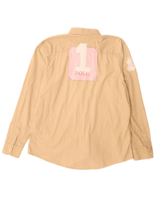 LA MARTINA Herre grafisk skjorte 2XL beige bomuld