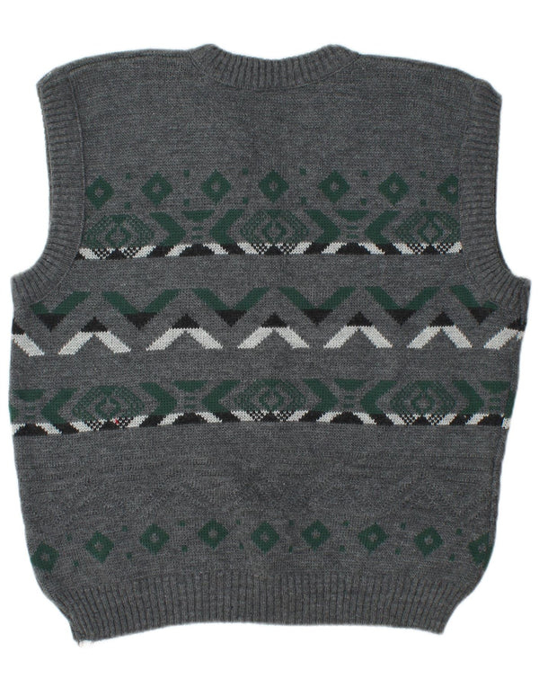 Vintage Herrevest Tank Top Large Grey Fair Isle