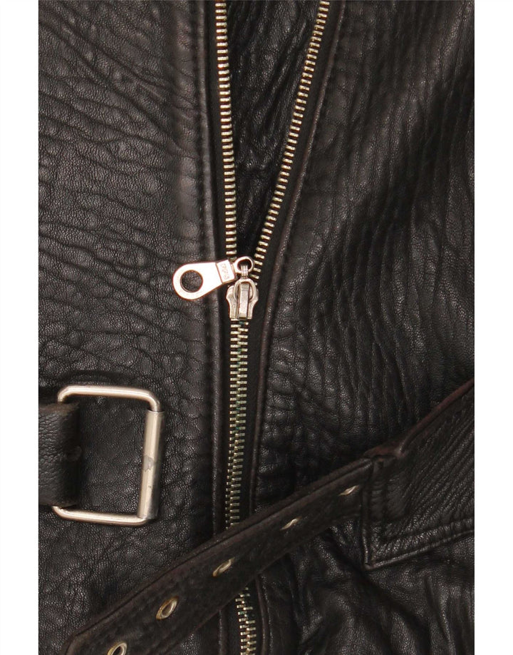 Chevignon dame bikerjakke i læder UK 14 Medium Sort