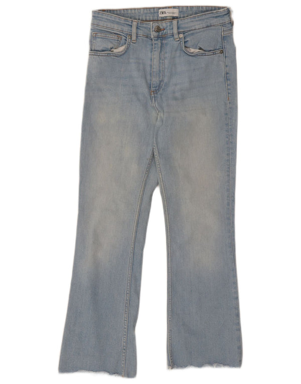 Zara Dame Bootcut Cropped Jeans EU 38 Small W28 L25 Blue