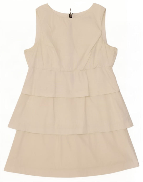 Zara Kvinders Ærmeløs Tiered Kjole UK 14 Large White Bomuld