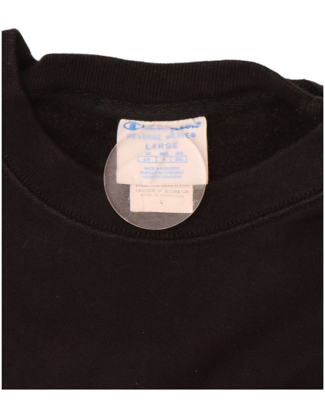 CHAMPION Womens Reverse Weave Sweatshirt Jumper UK 16 Stor sort bomuld