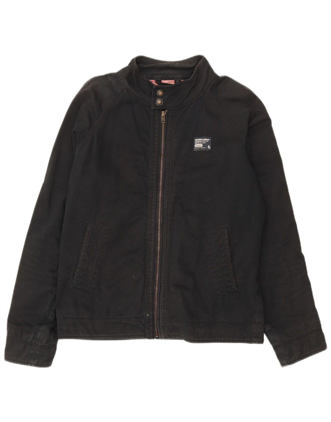 SUPERDRY Mens Bomber Jacket UK 42 XL Black Cotton