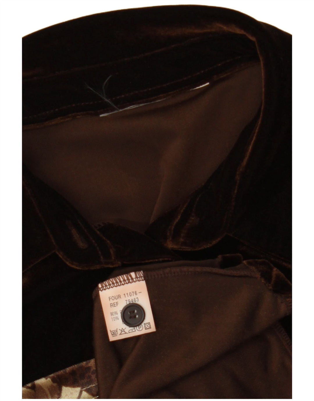 VINTAGE kvinders velour ærmeløs skjortebluse UK 12 Medium Brown Floral