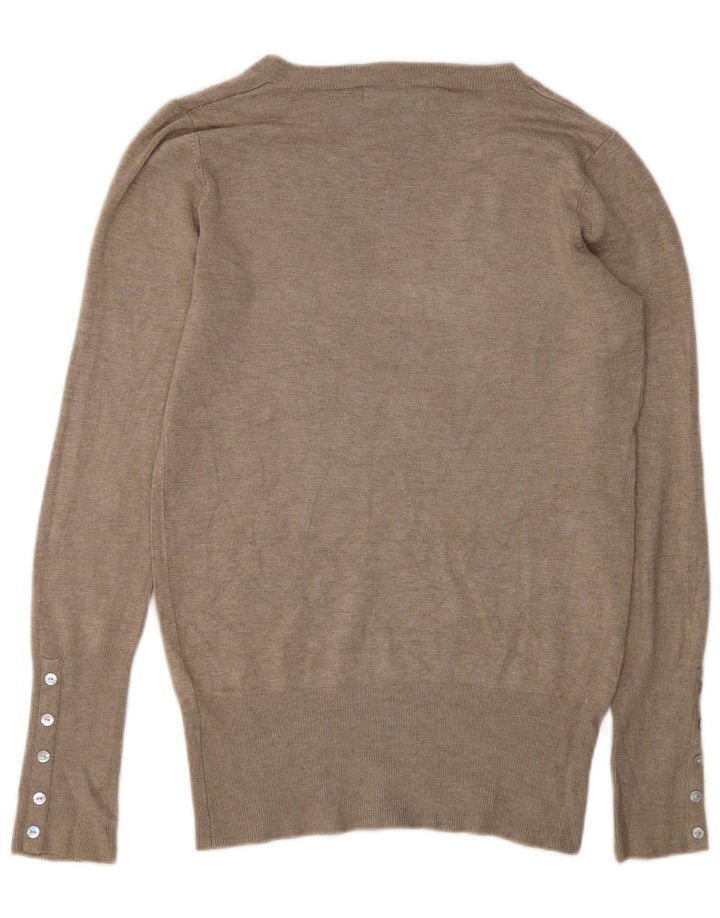 Zara Dame V-hals sweater UK 14 Medium Grey Rayon