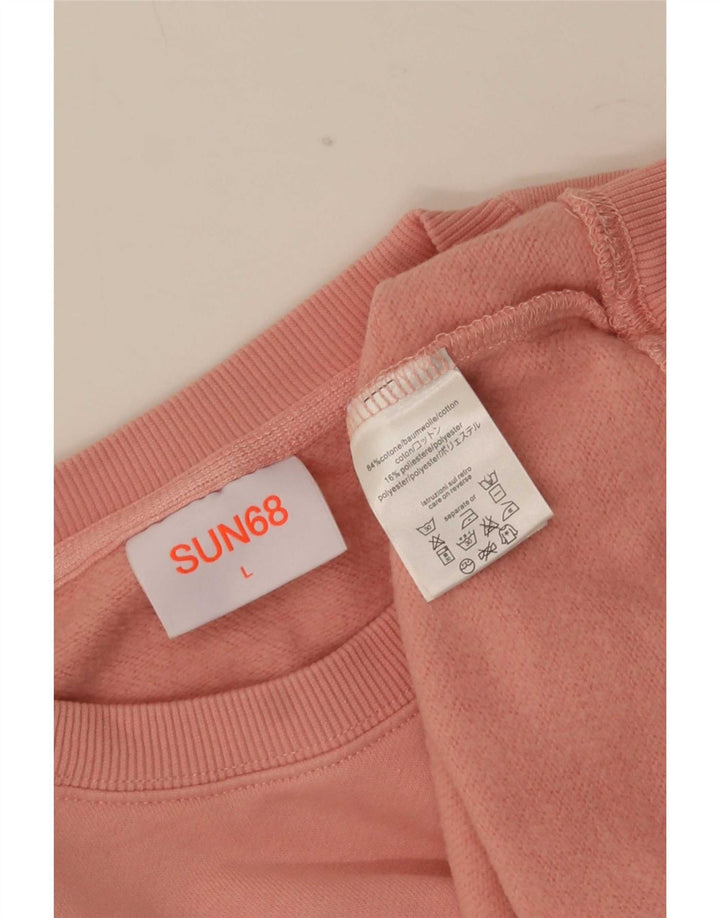 Sun68 Herre Sweatshirt Jumper Stor Pink Bomuld