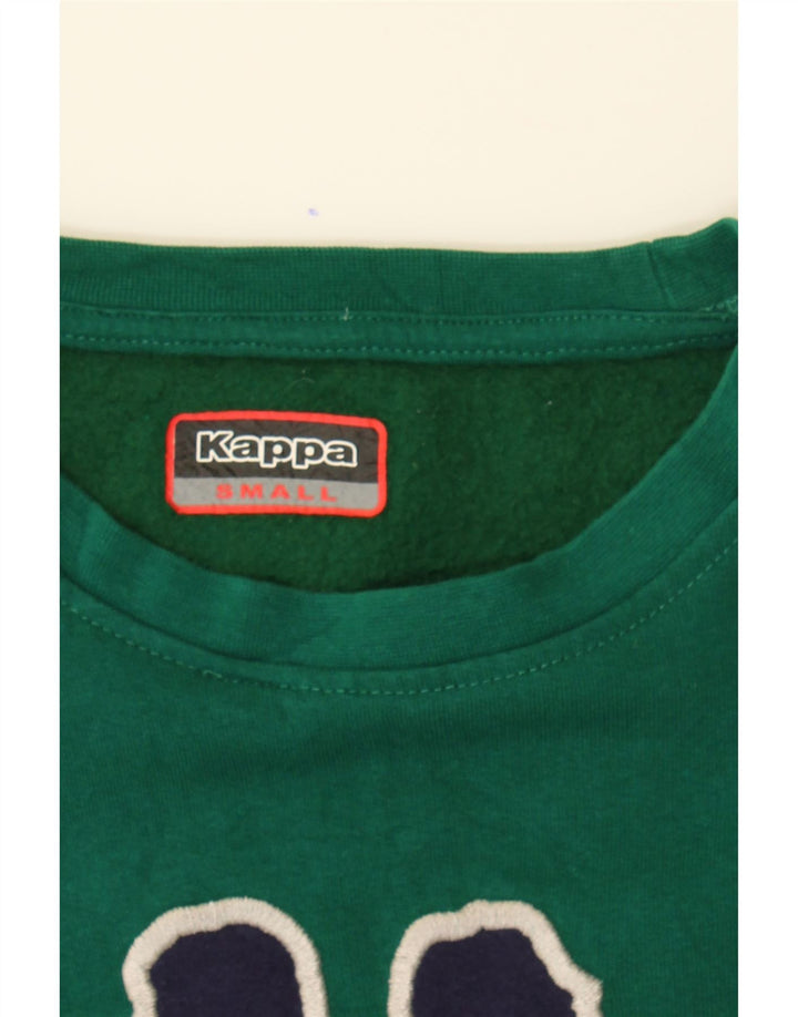 KAPPA Boys Graphic Sweatshirt Jumper 13-14 Years Small Green Cotton Vintage Kappa and Second-Hand Kappa from Messina Hembry 