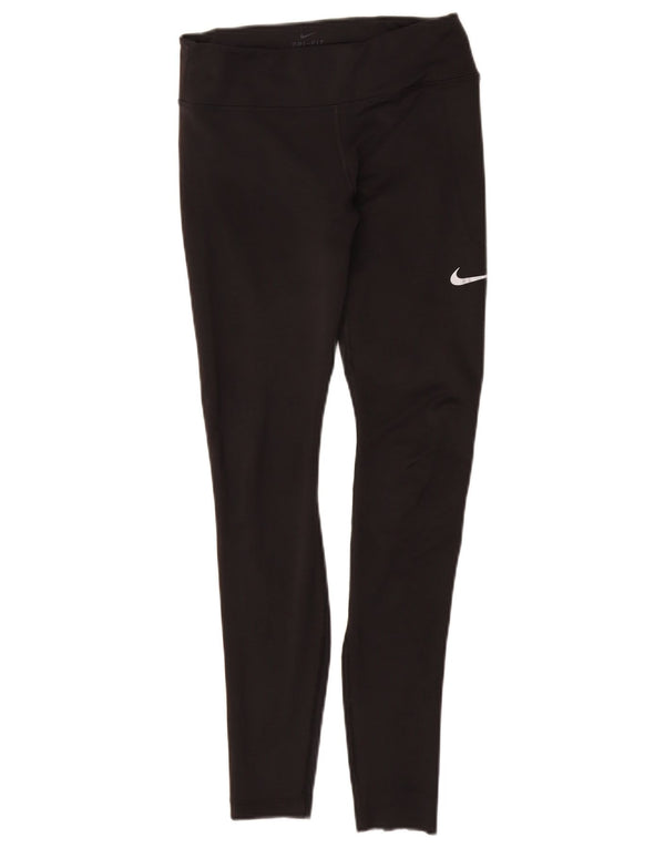 NIKE Womens Dri Fit Leggings UK 8 Small Black Polyester