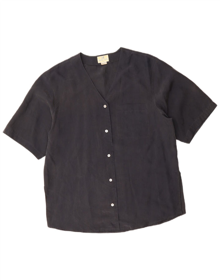 BLUE CLUB Dame Kortærmet skjorte Bluse IT 42 Medium Sort Silke