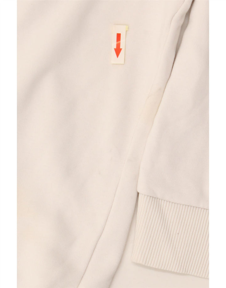 FILA Womens Crop Graphic Hoodie Jumper UK 10 Small White Bomuld