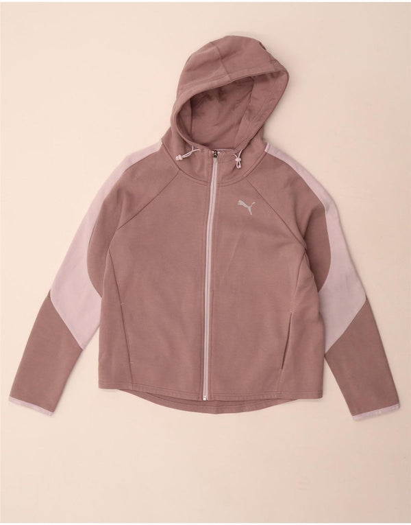 Puma hættetrøje med lynlås til kvinder UK 14 Medium Lilla Colourblock Bomuld