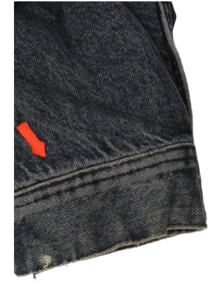 Zara Womens Crop Oversized denimjakke UK 14 Mellem marineblå bomuld