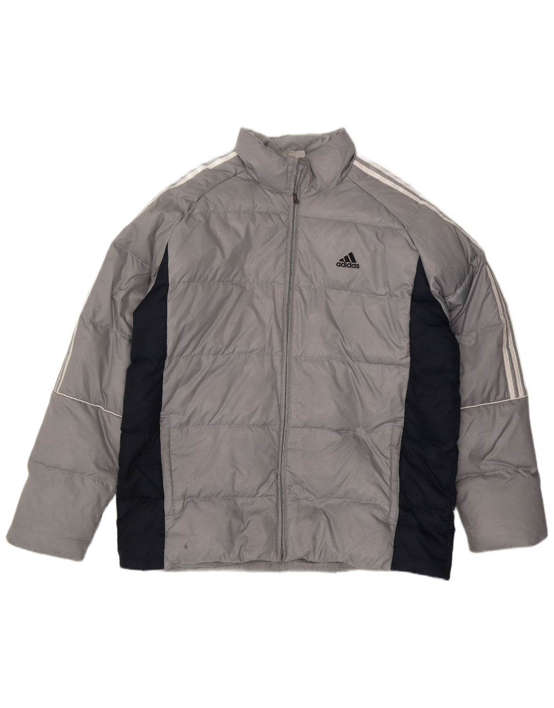 Adidas Herre Three Stripes polstret jakke UK 40 Large Grey Colourblock