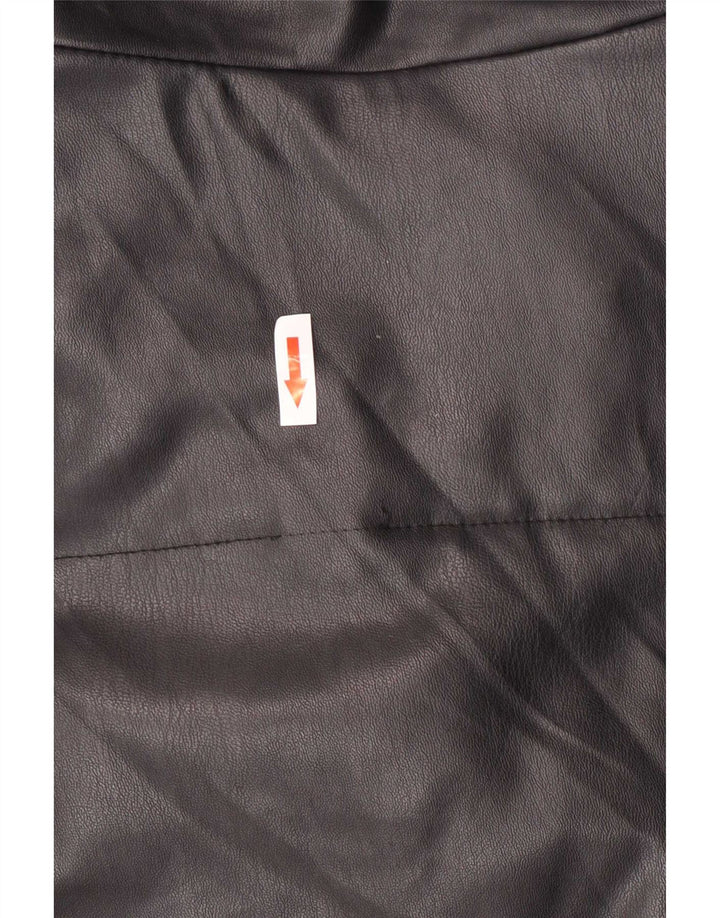 Zara Dame Oversized Polstret imiteret læder jakke UK 6 XS sort polyurethan