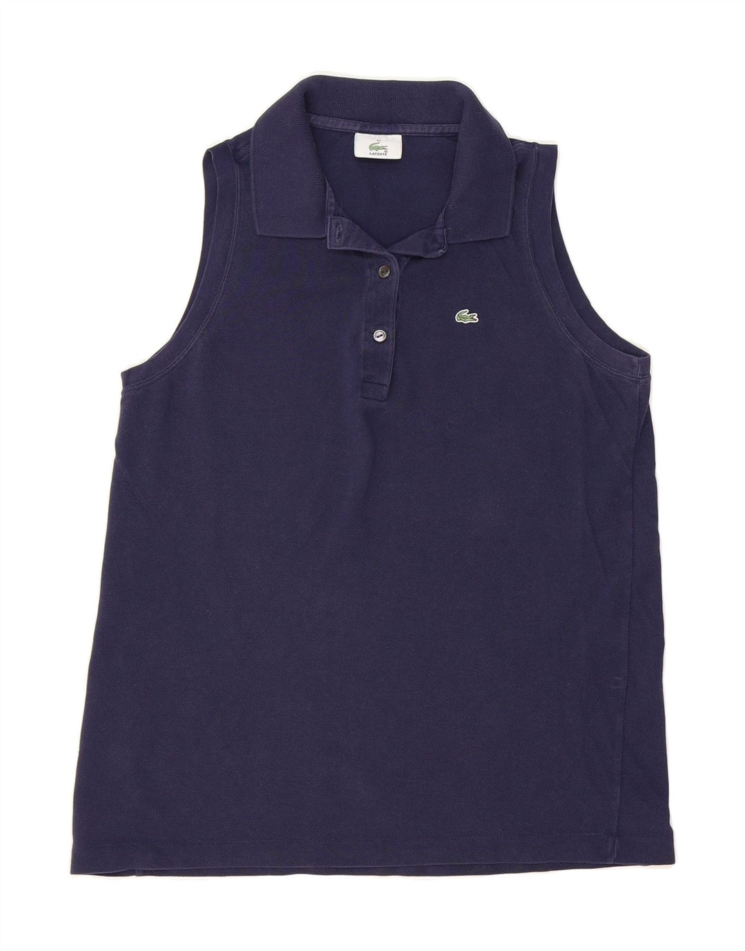 LACOSTE Womens Sleeveless Polo Shirt Size 42 Large Navy Blue Vintage Lacoste and Second-Hand Lacoste from Messina Hembry 
