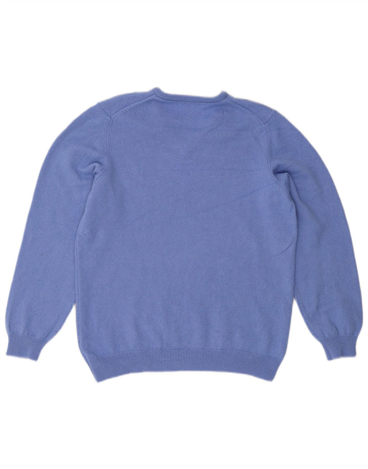 LYLE & SCOTT Dame Golf V-hals sweater UK 16 Large Blue Wool