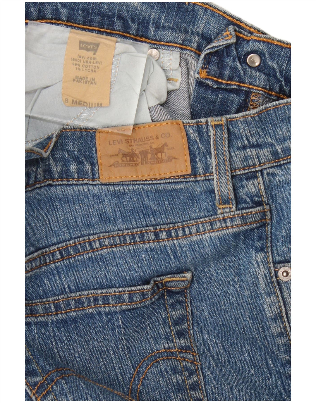 Levi's Dame 505 lige jeans US 8 Medium W32 L28 Blå Bomuld