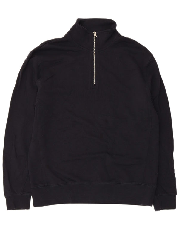 Zara Sweatshirt med lynlås til kvinder DK 14 Mellem marineblå bomuld