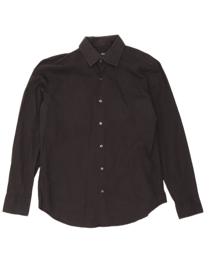 Hugo Boss Herre Slim Fit Skjorte Størrelse 41 16 Large Sort