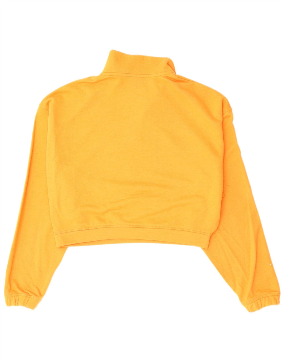 REEBOK Dame Crop Zip Neck Sweatshirt Jumper UK 14 Medium Orange