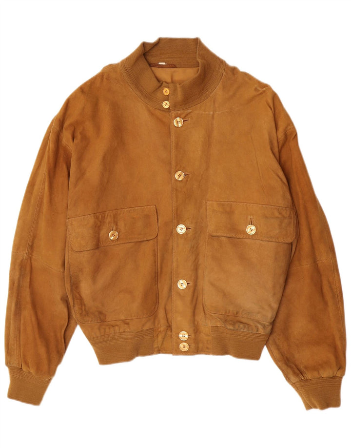 Vintage herre ruskind bomberjakke IT 48 medium brunt læder