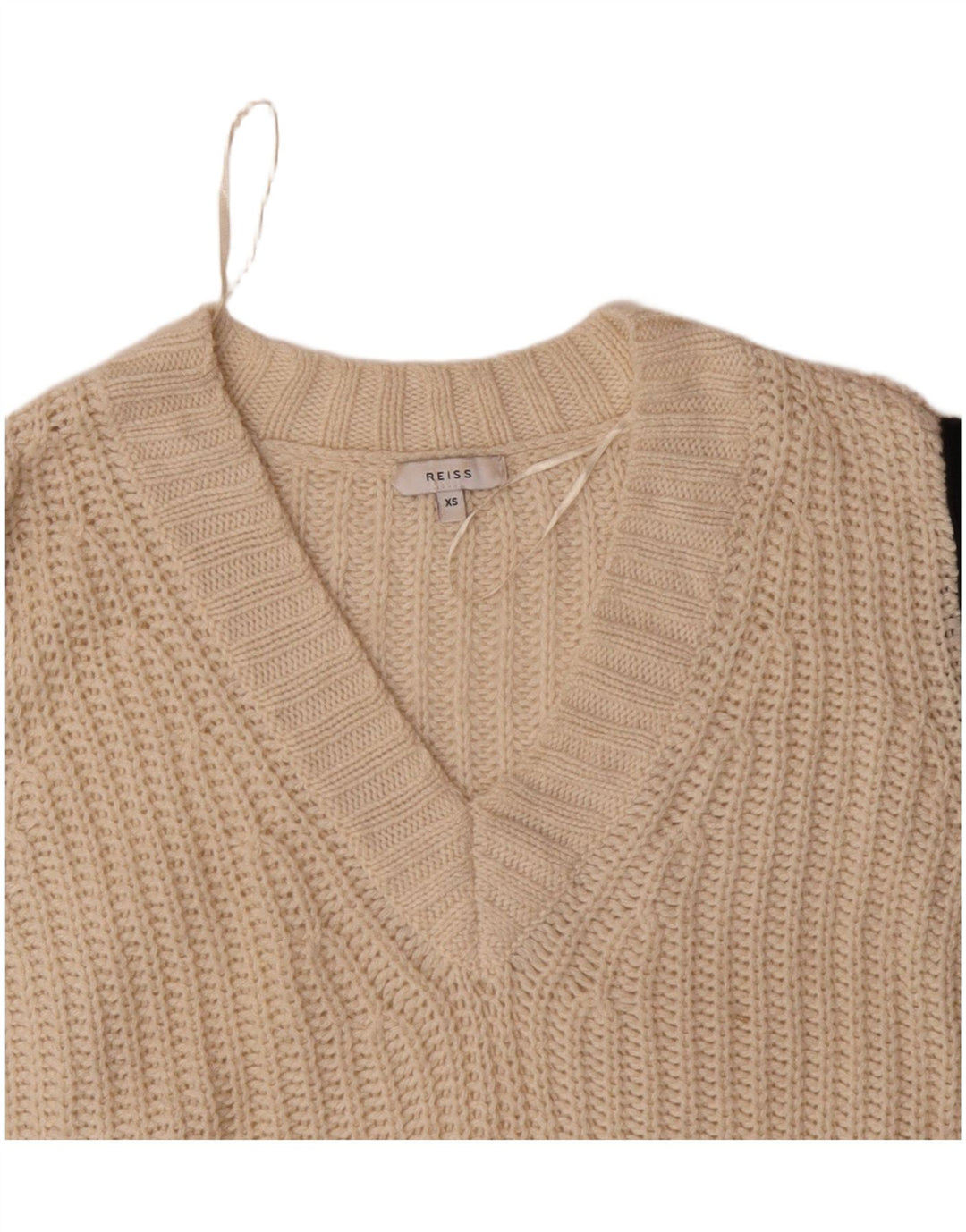 REISS Oversized V-hals sweater til kvinder UK 6 XS Beige Colourblock