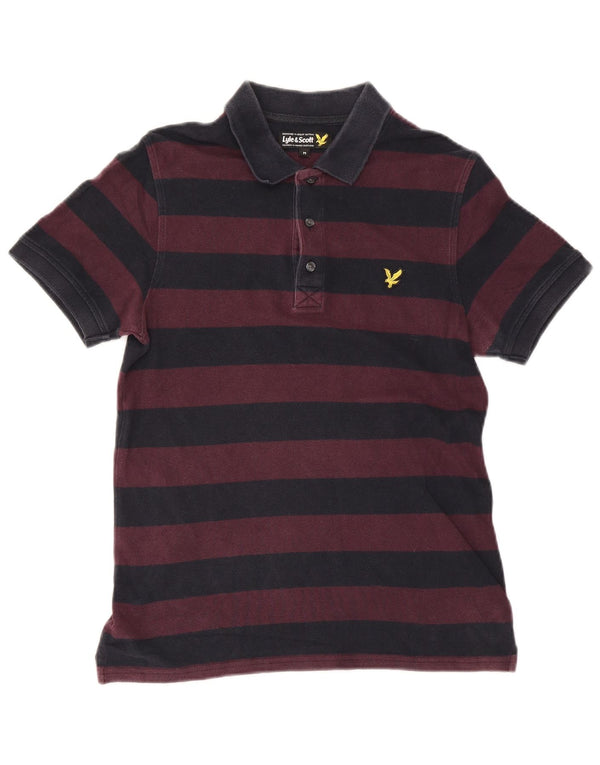Lyle & Scott herre poloshirt Medium lilla stribet bomuld
