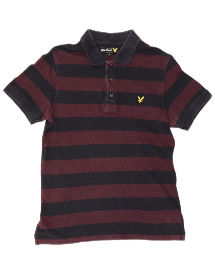 Lyle & Scott herre poloshirt Medium lilla stribet bomuld