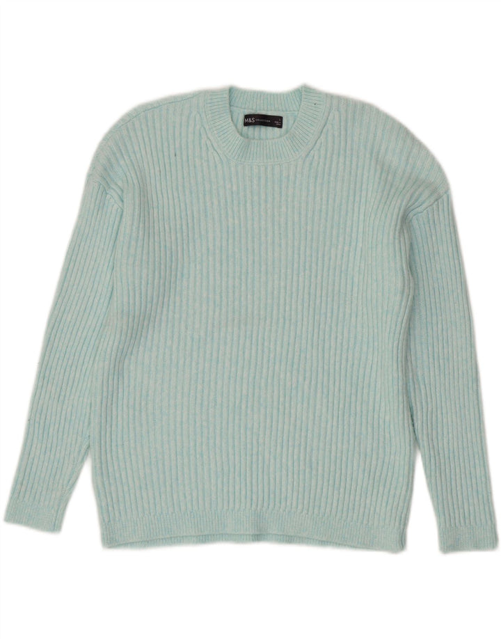 MARKS & SPENCER Dame sweater med rund hals DK 16 Stor blå polyester