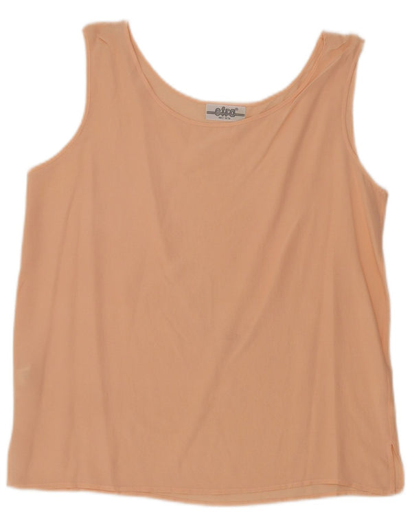 Vintage kvinders ærmeløs bluse Top UK 12 Medium Pink Silke