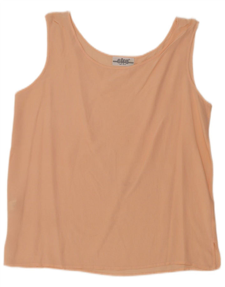 Vintage kvinders ærmeløs bluse Top UK 12 Medium Pink Silke