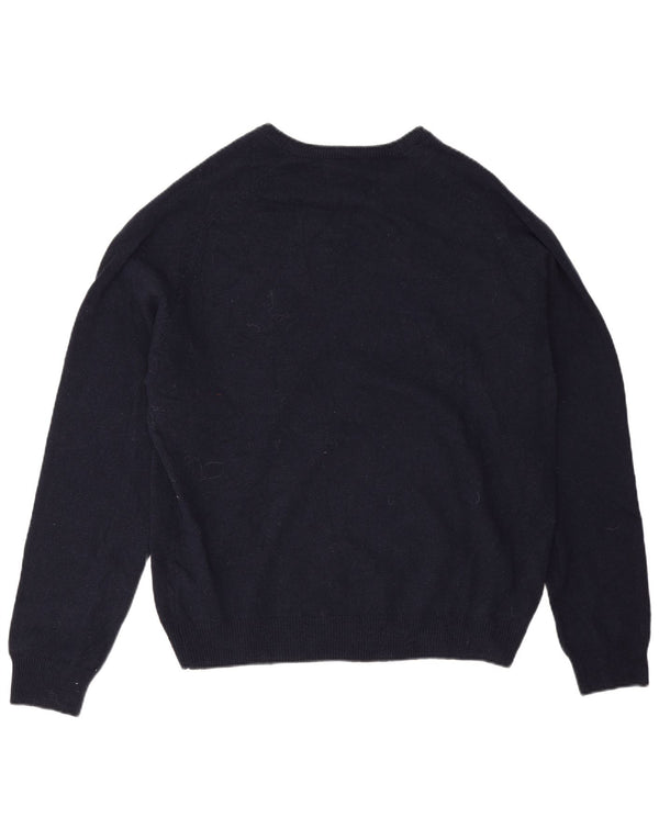 Marks & Spencer Mens Regular Fit V-Neck Jumper Sweater XL Navy Blue Wool