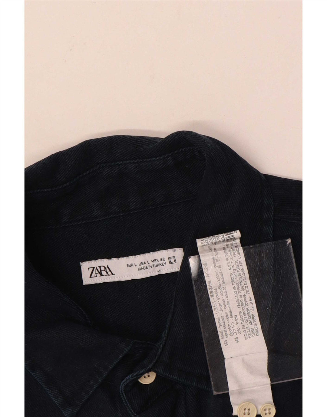 Zara Denimskjorte til mænd Large Navy Blue Lyocell