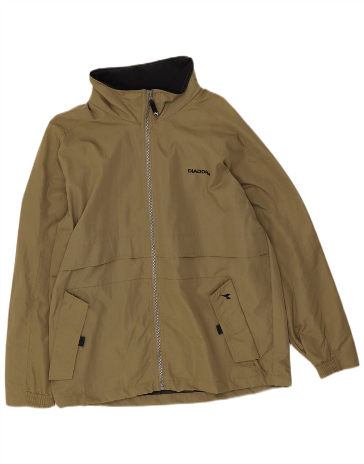Diadora Regnjakke med hætte til mænd UK 36 Small Khaki Polyamid