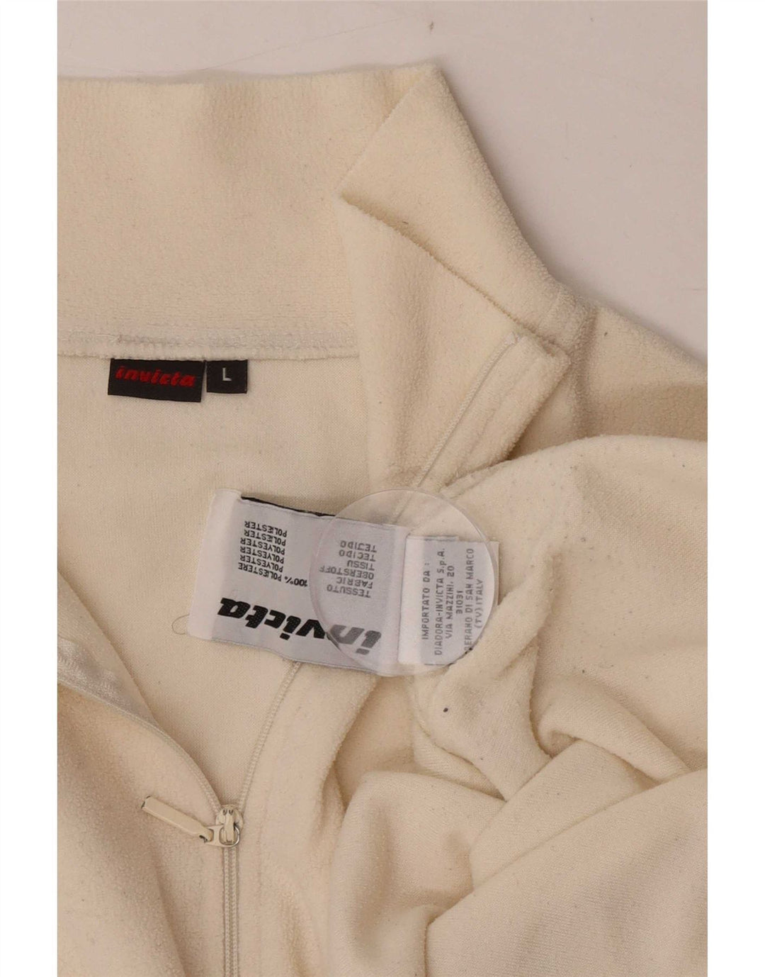 Invicta Herre lynlås hals Fleece Jumper Large Off White Polyester