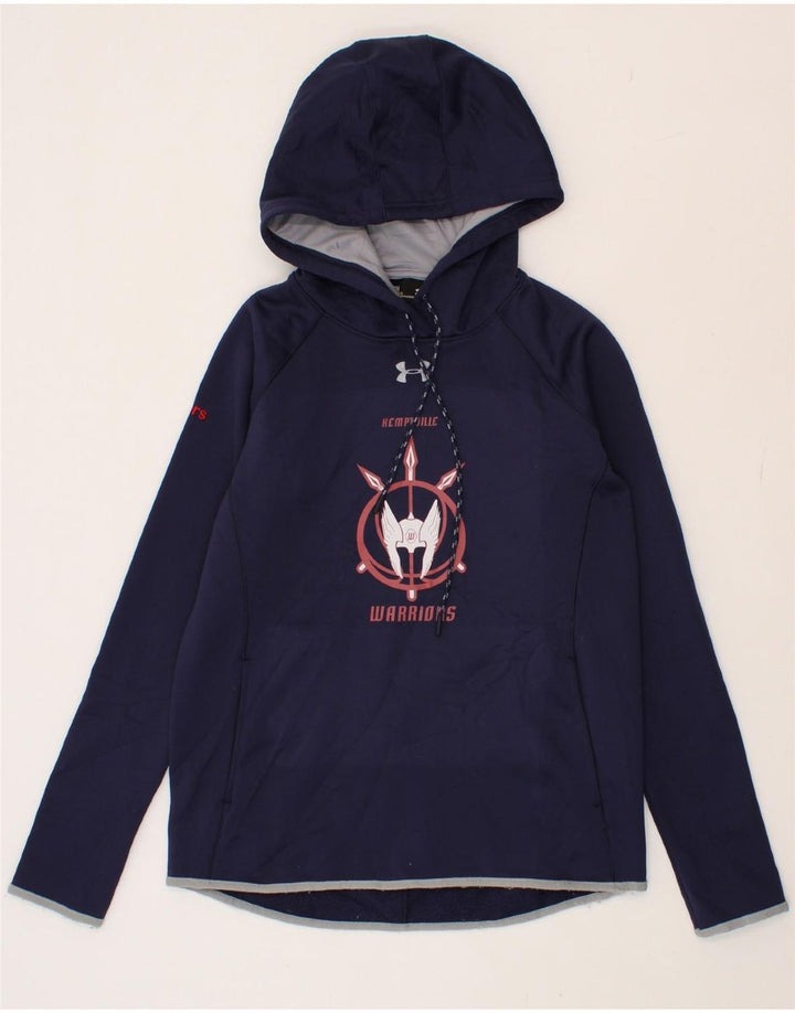 UNDER ARMOUR Mens Warriors Graphic Hoodie Jumper XS Navy Blue Polyester Vintage Under Armour and Second-Hand Under Armour from Messina Hembry 