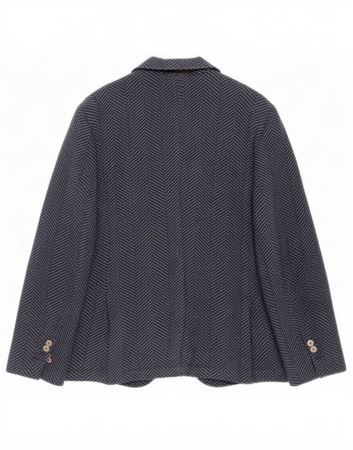 Massimo Dutti Herre 2 Button Blazer Jacket UK 36 Small Navy Blue Herringbone