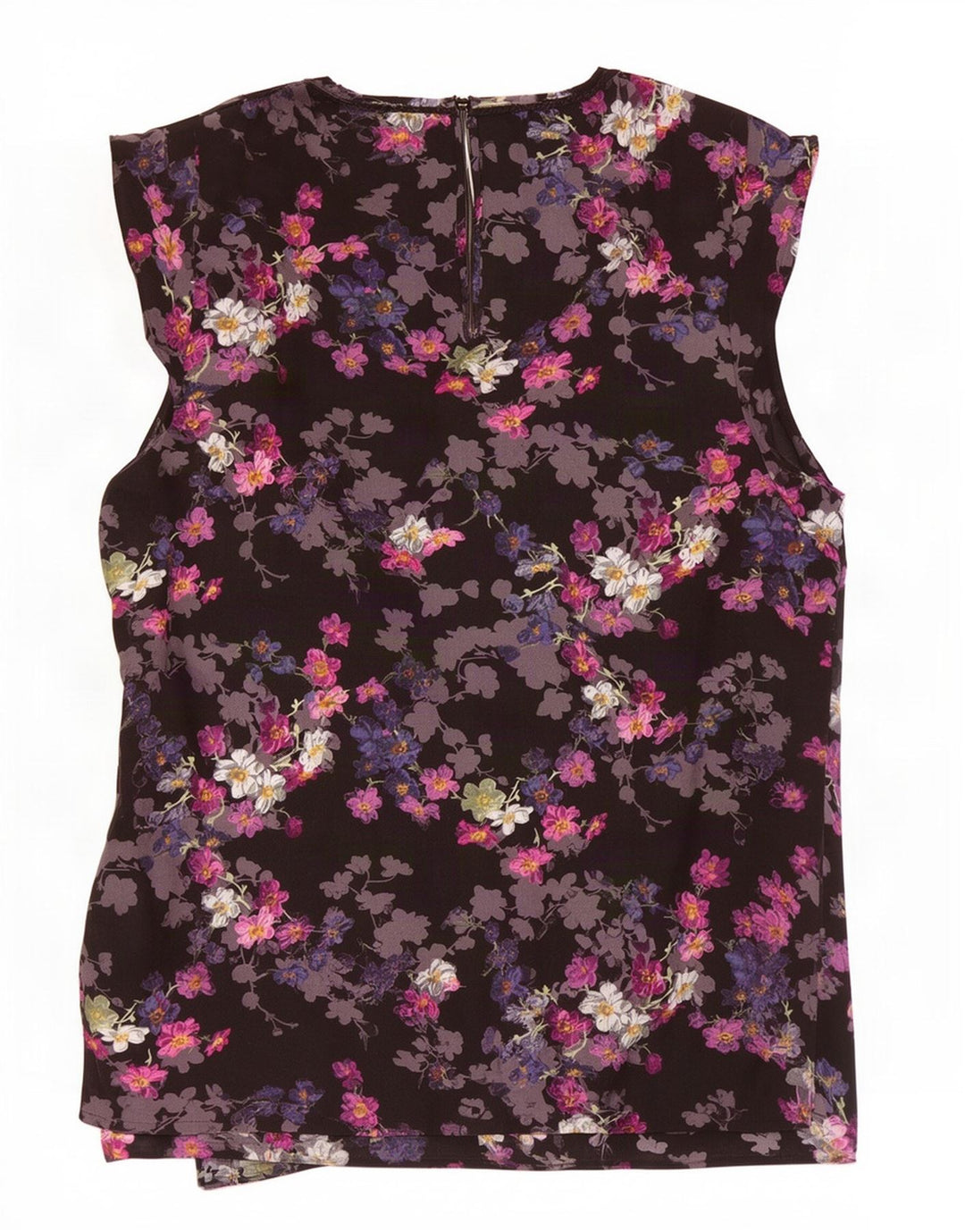 Oasis Damebluse Top UK 12 Medium Black Floral Polyester