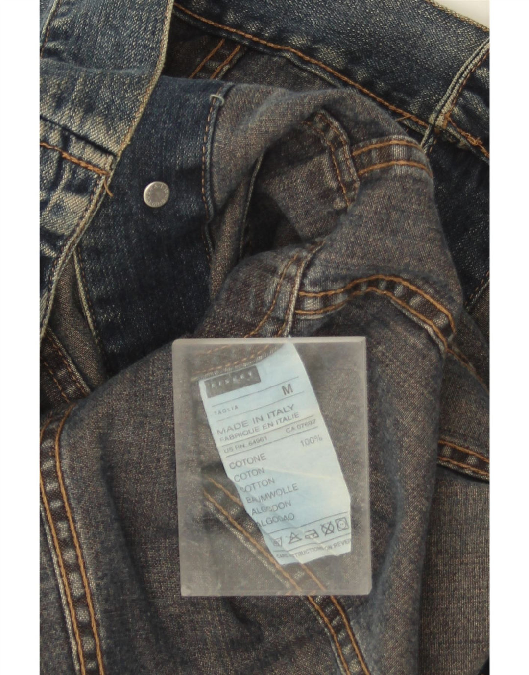 Sisley Dame denimjakke UK 14 Medium Blue Bomuld