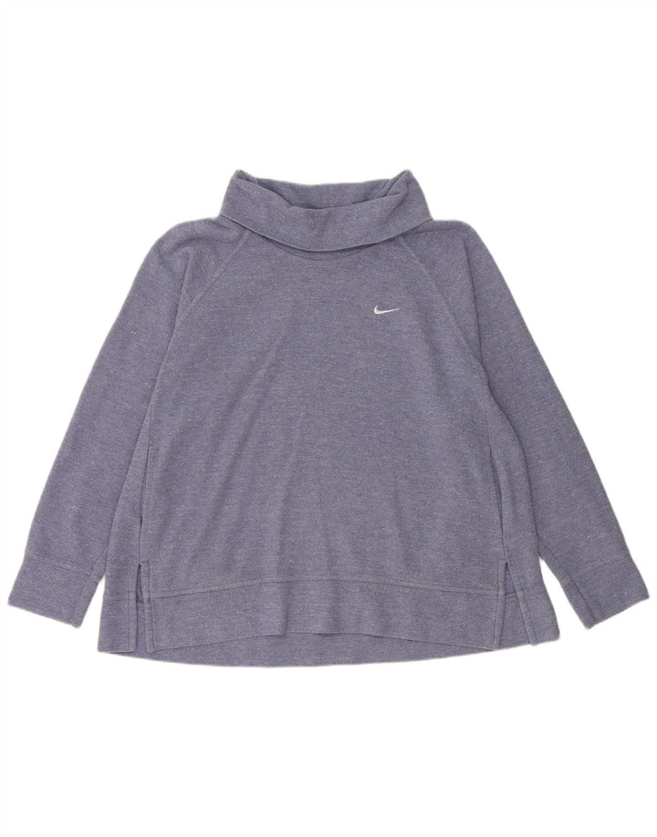 NIKE Womens Roll Neck Sweatshirt Jumper UK 18 XL Blue Cotton