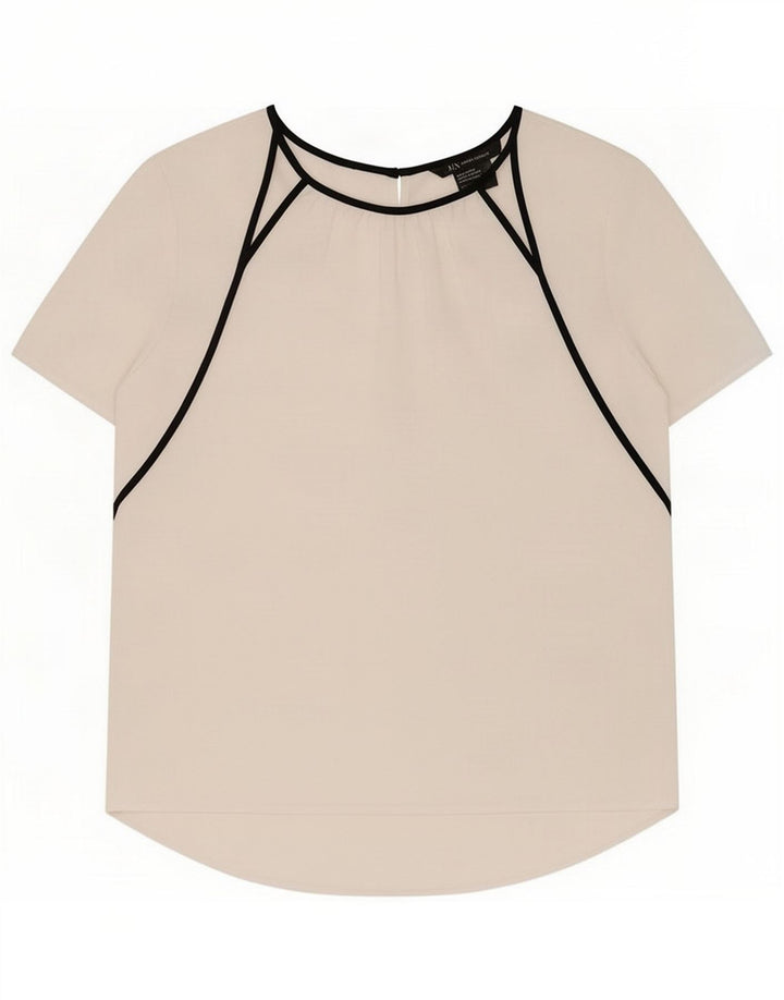Armani Exchange Damebluse Top UK 14 Medium White Colourblock Polyester
