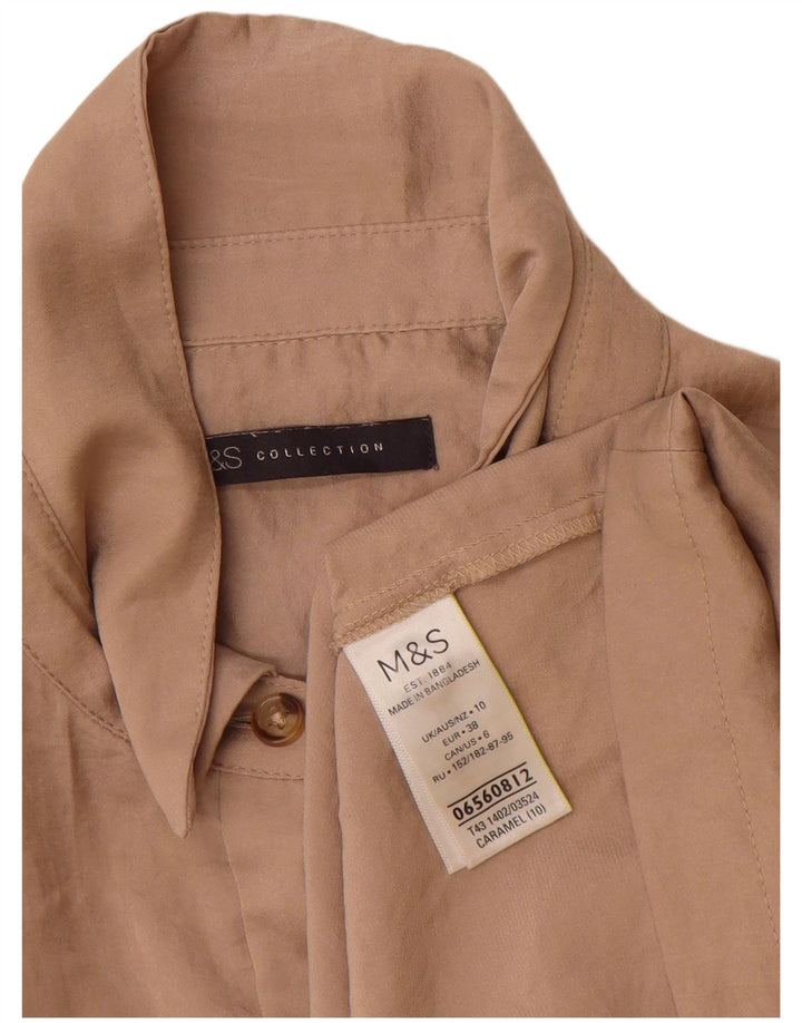 Marks & Spencer Kortærmet skjortebluse til kvinder UK 10 Lille Brun