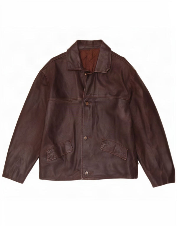 Vintage herre 3-knaps læder blazerjakke UK 38 medium brun